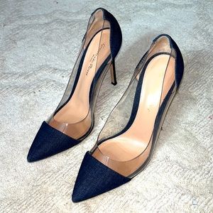 Gianvito Rossi Denim plexi pumps